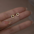 Wholesale 925 Sterling Silver Love Stud Earrings Fashionable Geometric Pattern Shiny Zircon Gold Plated for Korean Party Wedding