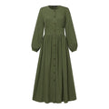 YM-06 Spring and Autumn Retro Long Sleeved Solid Color Muslim Women's Dress Elegant Casual Tank Top Skirt Women's Dress Robe