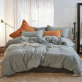 Organic Heavyweight Linen Cover 170gsm All-Season Breathable Bedding Set with Hidden Closure