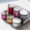 Luxury 4OZ 8OZ Electroplated Embossed Glass Candle Jars with Metal Lid Cap Included Candle Holder