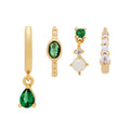 Romantic Bezel Setting Emerald Stud Earrings Set 925 Sterling Silver 18K Gold Plated Zircon for Unisex Weddings Engagement Gifts
