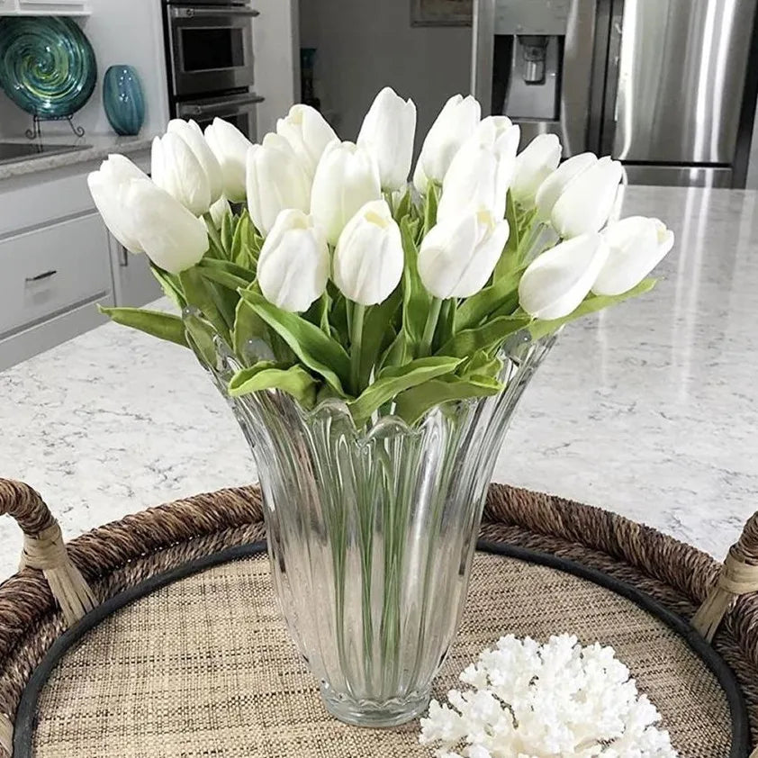 YOPIN 039 Wedding Decoration White Artificial Flowers Tulip Real Touch Flower Tulip Bulbs
