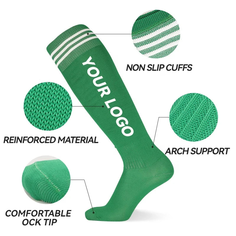 LINGTU Knee High Football Socks With Hole
