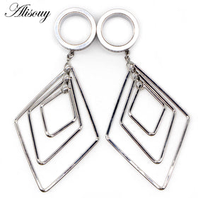 Alisouy 2PC 6-25MM Stainless Steel Ear Plugs & Tunnels Dangle Expansion Stretched Flesh Body Jewelry for Wedding Engagement