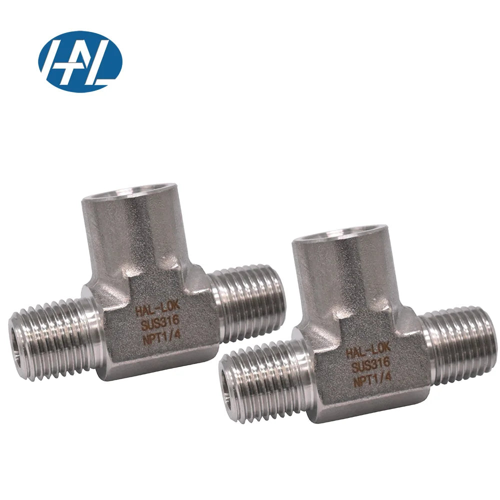 HAL-LOK KFT-4(1/4) 316 Stainless Steel Tees Male Female High Pressure NPT Thread Pipe Fitting Forged Compression Fittings 200
