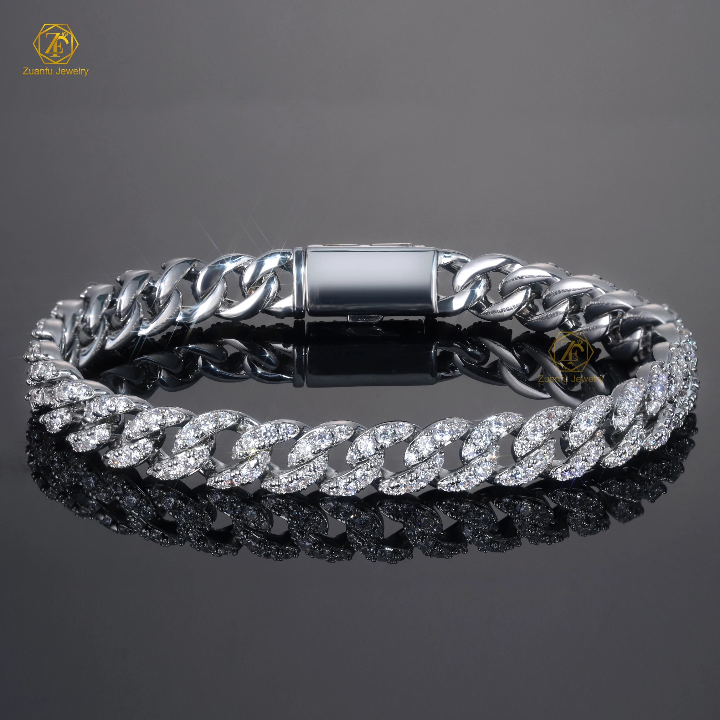 Wholesale Price Miami Style 925 Silver Cuban Link Bracelet 6MM-8MM D VVS1 Moissanite Chain for Men and Women