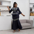 2024 Fashion Women's Two Pieces Evening Dress Set Large Size Turkey Coat and Dress Suit Set Elegant Evening Dresses