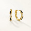 Nagosa Dainty Women Jewelry 18k Gold Vermeil 925 Sterling Silver Black Enamel Zirconia Hoop Earrings