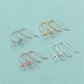 Pave Zircon French Hooks 925 Sterling Silver Ear Wires with Zircon for Jewelry Making Simple Earring Hooks with Loop