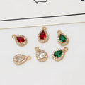 Simple 8*14mm 18K Gold Plated Teardrop Pendant Micro Pave Zircon Water Drops Charm Necklace for DIY Jewelry Making Supply