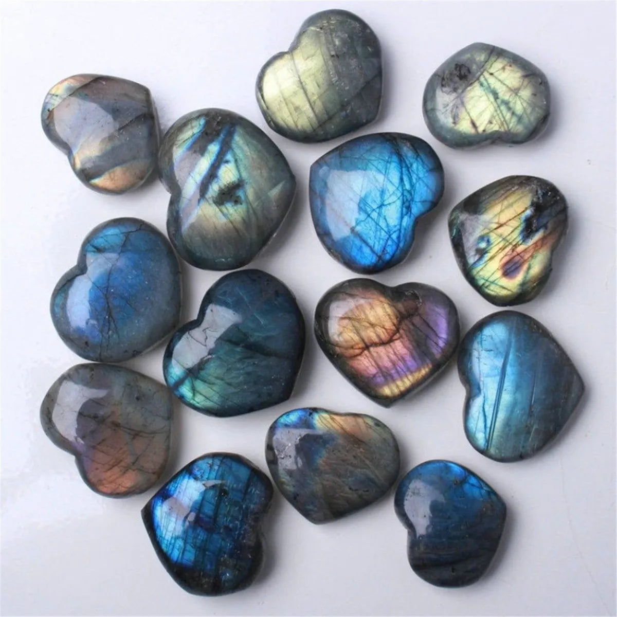 Madagascar Quartz Labradorite Natural Crystal Gemstones Rock Polished Heart Shape Pendants Stone