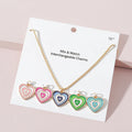 Necklace Set Dripping Oil Link Chain Choker Jewelry Fashion Love Heart Pendant Women Boho Geometric Multicolor 16g Gold Quartz