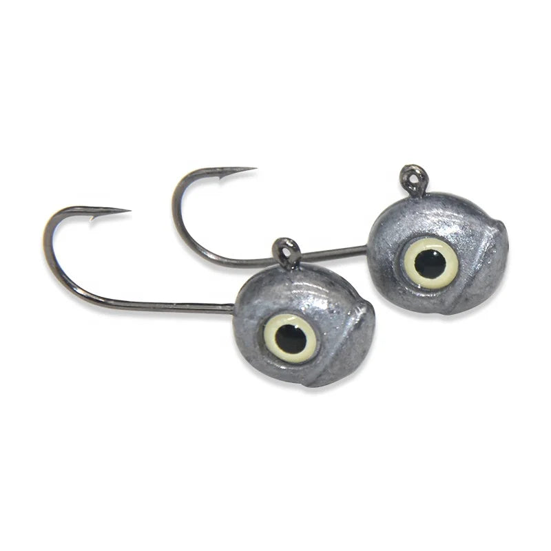 TAKEDO LD24 1g 1.8g 3.5g  Fish Head Shape Luminous Eyes Soft Worm Lures Hook Lead Jig Head Rock