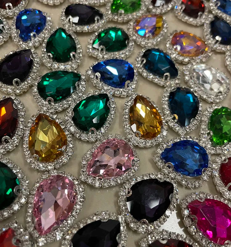 New Water Drop Hand-sewn Drill Jewelry Accessories a Variety of Multi-color Glass Drill Diy Bridal Glass Rhinestones in Claw