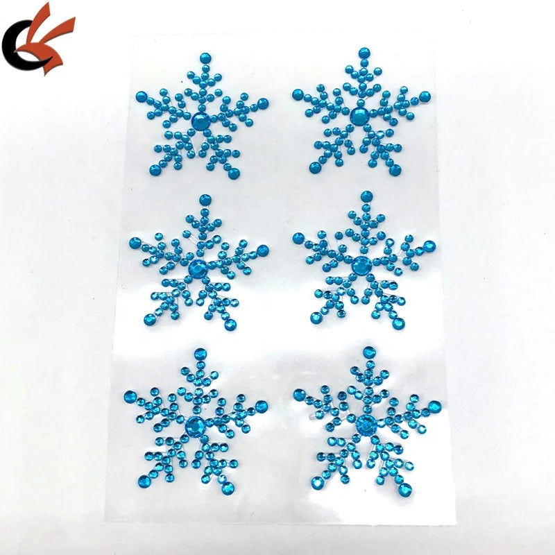 6 Snowflake Self-Adhesive Diamante Stickers Sparkly Crystals for Christmas Cards and Decorations