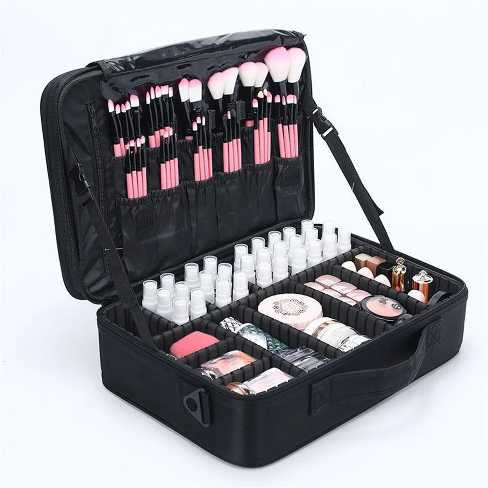 Wholesale Professional Cosmetic Bags Custom Logo Travel Makeup Organizer Fashionable Large Capacity Makeup Bag