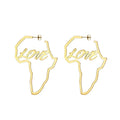 70mm Love Africa Map Studs Earrings Big Stainless Steel 18K Gold PVD Plated 2025 Hot Sale Factory Price African Gothic Letter