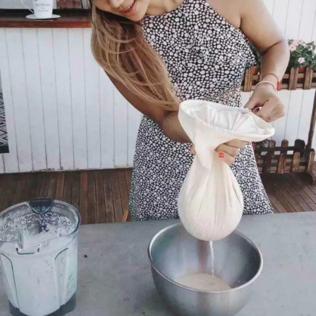300 Micron Nut Milk Bag Commercial Grade Reusable Strainer Mesh Filter White Nylon Cheesecloth