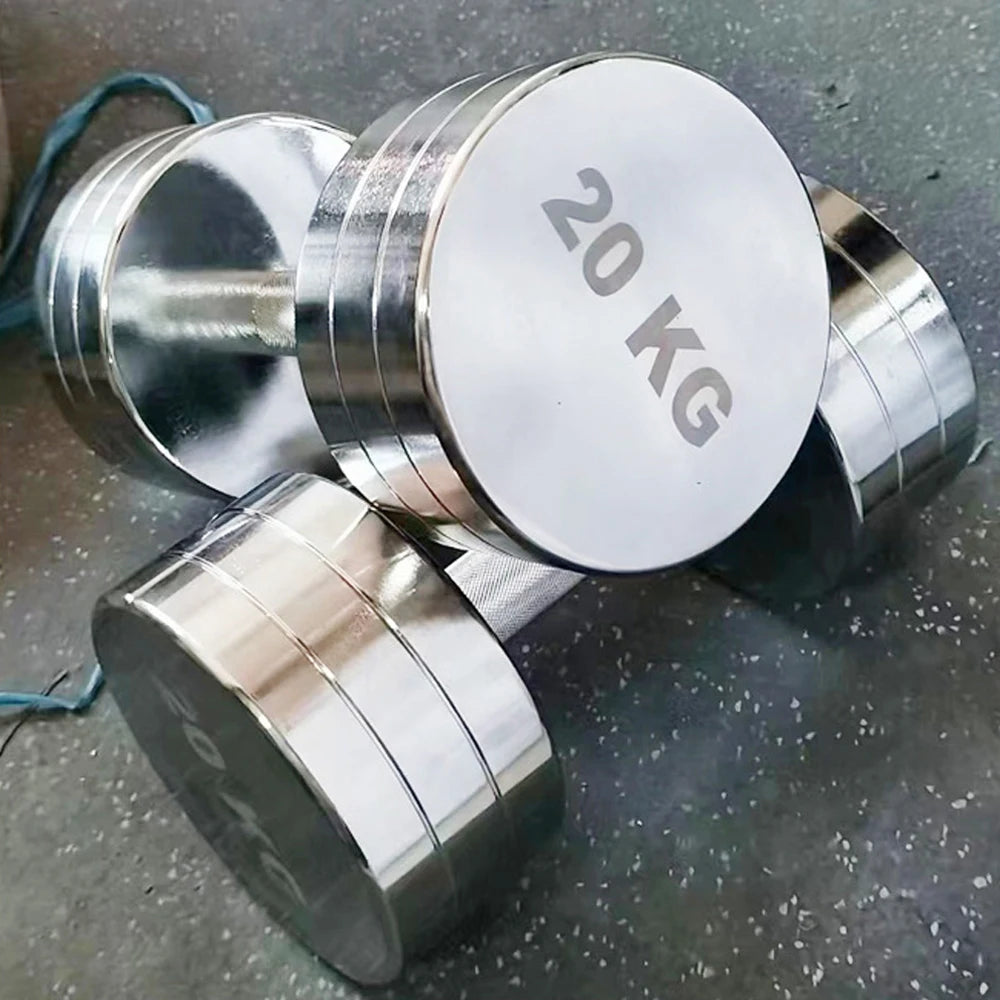 Body Building Sports Equipment Stainless Steel Electroplating Dumbbell  Weights 20kgX2 Weightlifting Electroplated Dumbbells