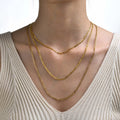 Joolim High End PVD 18K Gold Plated Figaro Chain Necklace Stainless Steel Choker Necklace Trendy Jewelry 3MM