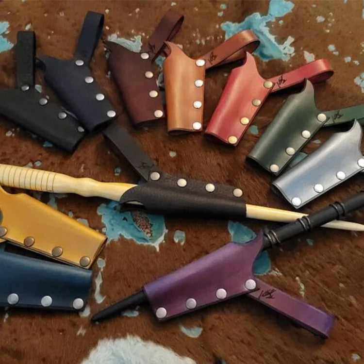Custom Different Color Leather Belt Loop Wand Holder Magic Wand Holster Sheath Cover With Logo