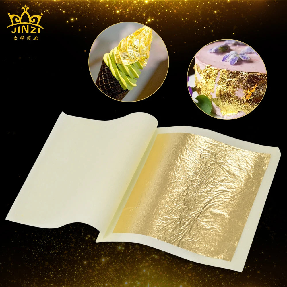 24k Real Gold Leaf 24 k Genuine Gold Foil Sheet for Diy Food Decoration