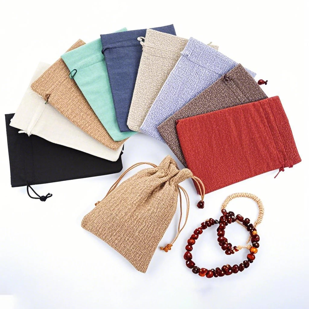 Custom Linen Drawstring Pouch Bag Small Jewelry Container Gift Cotton Bag for Storage and Presentation