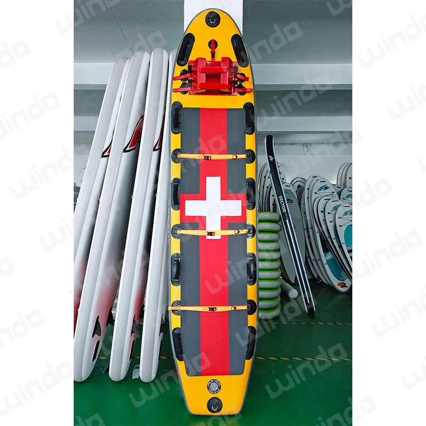11'x32''x6'' Lifeguard Water Lifesaving Equipment Inflatable Stand up Rescue Board