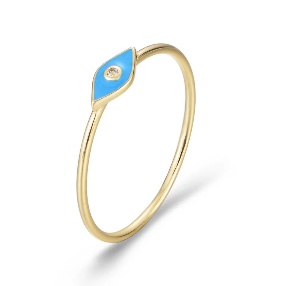 Peishang Women Enamel Rings 18k Gold Plated Enamel Rings Epoxy Eyes Jewelry Cubic Zirconia Jewellery Custom Vendors