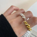 Fine Jewelry Open Adjustable 18k Gold Plated 925 Sterling Silver Croissant Chunky Ring