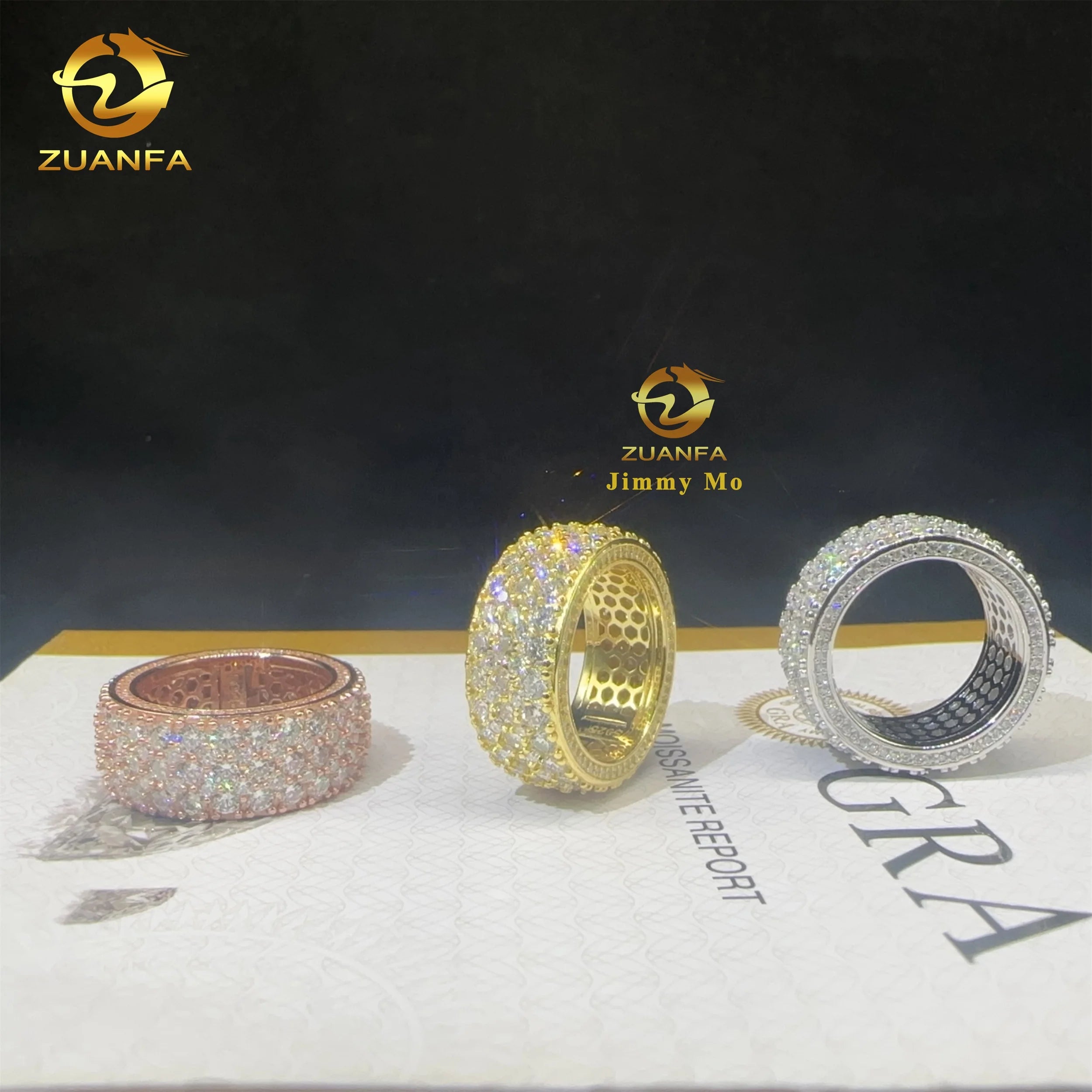 New Arrivals Luxury Jewelry Pass Diamond Tester 925 Sterling Silver Fully Iced Out VVS Moissanite Diamond Eternity Band Ring