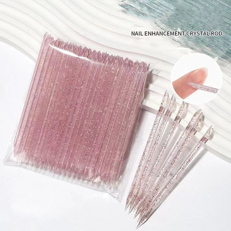 Hot Selling 100 Pieces/bag Double-ended Acrylic Plastic Stick to Remove Gel Nail Seam Cleaning Dotting Tool for Nail Accessories