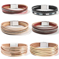 Multi-layer Woven Leather Bracelet Magnetic Buckle Bracelet Fashion Men's and Women's Leather Bracelet