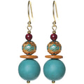 Vintage Boho Ethnic Turquoise Beaded Earrings Original Design Gold Plated Pendant Dangle Drop Jewelry for Women for Weddings