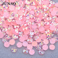 JUNAO Hot Sell 5mm Ice Flower Shape Resin Rhinestones Round Flatback Light Pink Non Hotfix Nail Art Rhinestone