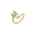 RM1175 Delicate Fine 18K Gold Plated Pave CZ Letter Alphabet Initial Wrap Open Finger Rings for Ladies Women
