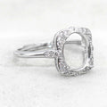 Sterling Silver 8*10mm Semi Mount Ring Empty Frame Blank Support Setting S925 Base Holder Without Center Stone for DIY Inlay
