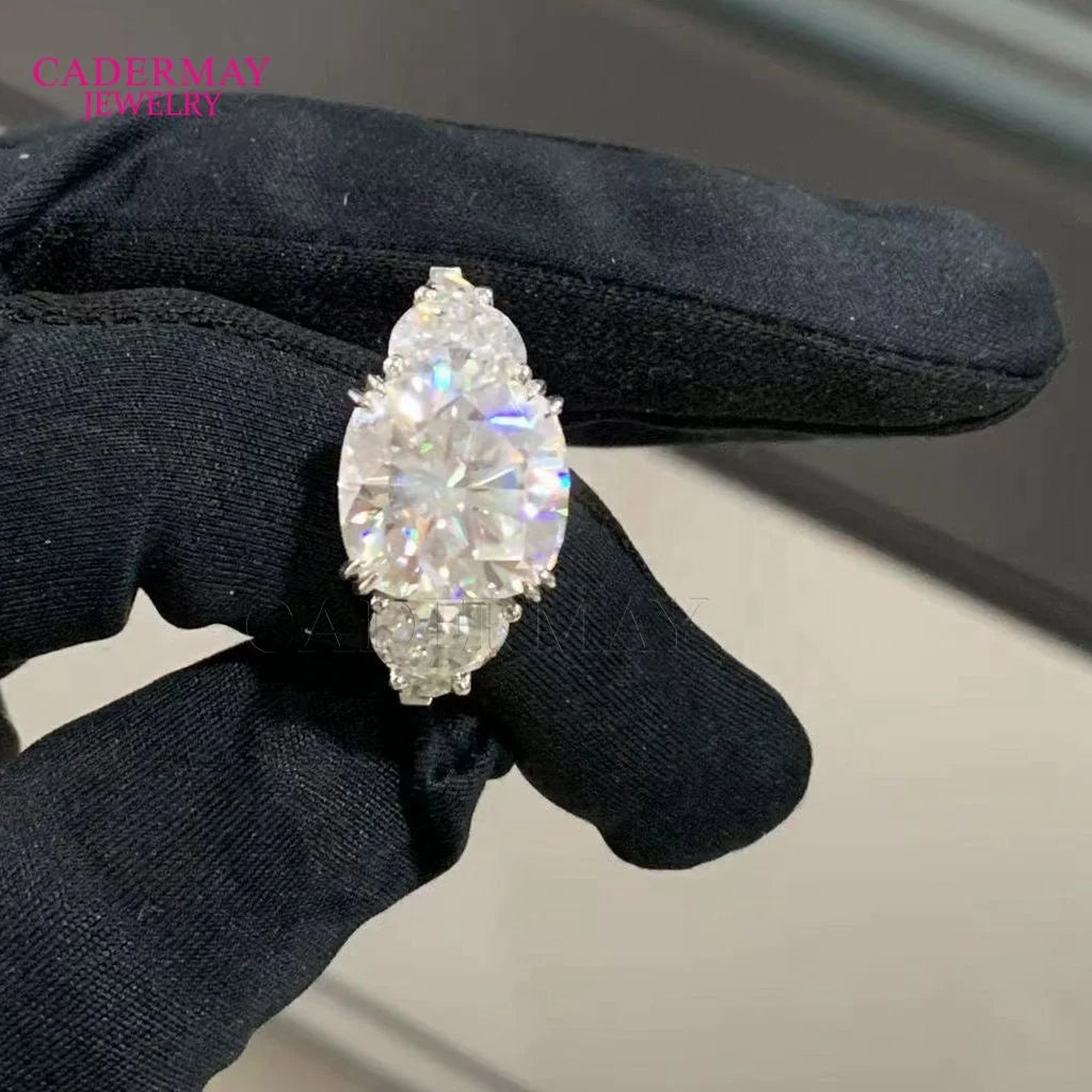 Cadermay D VVS 13*13mm Cushion Moissanite Diamond Eternity Ring Band S925 Gemstone Engagement Wedding Ring