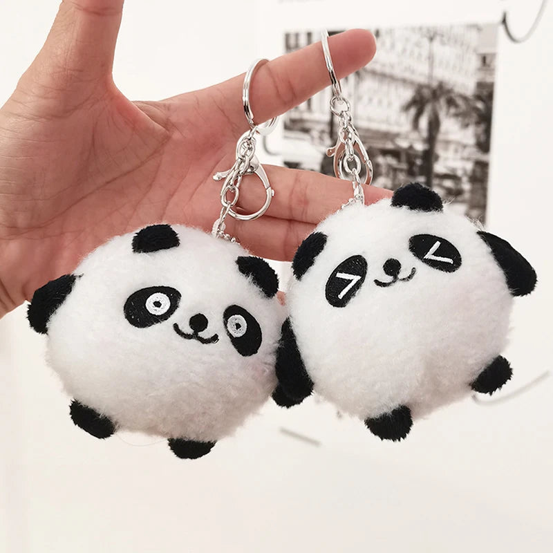 Cute Fluffy Mini Panda Doll Keychain Backpack Pendant Custom Stuffed Animal Plush Toy Keychain