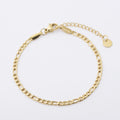 Minimalist Gold Plated Link Chain Stainless Steel Geometric 3mm Figaro Chain Bracelets for Women