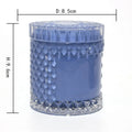 FengJun Empty Unique Geo Diamond Customized Color Embossed Glass Candle/candy Jars with Glass Lid Decorative Candle Holder
