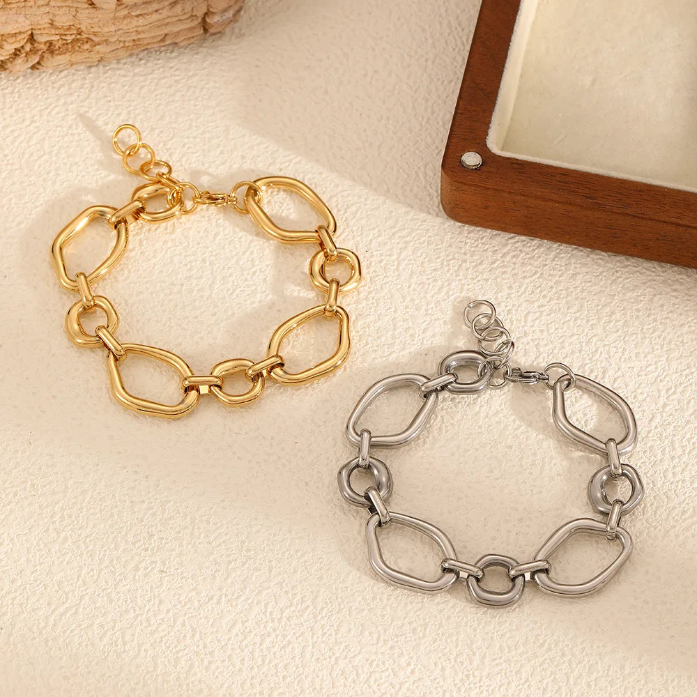 Hip Hop Jewelry Wholesale 18k PVD Gold Plated Waterproof Stainless Steel Bracelets Chain Bracelets