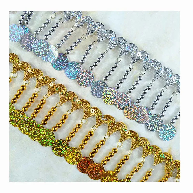 Diy Garment Sewing Material Ribbon Lace Hat Clothes Accessories Gold Silver Laser Glitter Sequins Gold Silver Braided Lace Trims