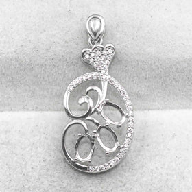 Sterling Silver 4*6mm Semi Mount Pendant Empty Frame Blank Support Setting S925 Base Holder Without Center Stone for DIY Inlay