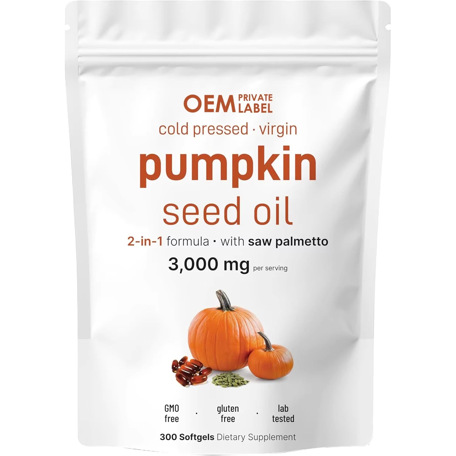 Pumpkin Seed Oil Softgels with Saw Palmetto 3000mg Fatty Acids Phytosterols Supports Hair Urinary Bladder Prostate Health
