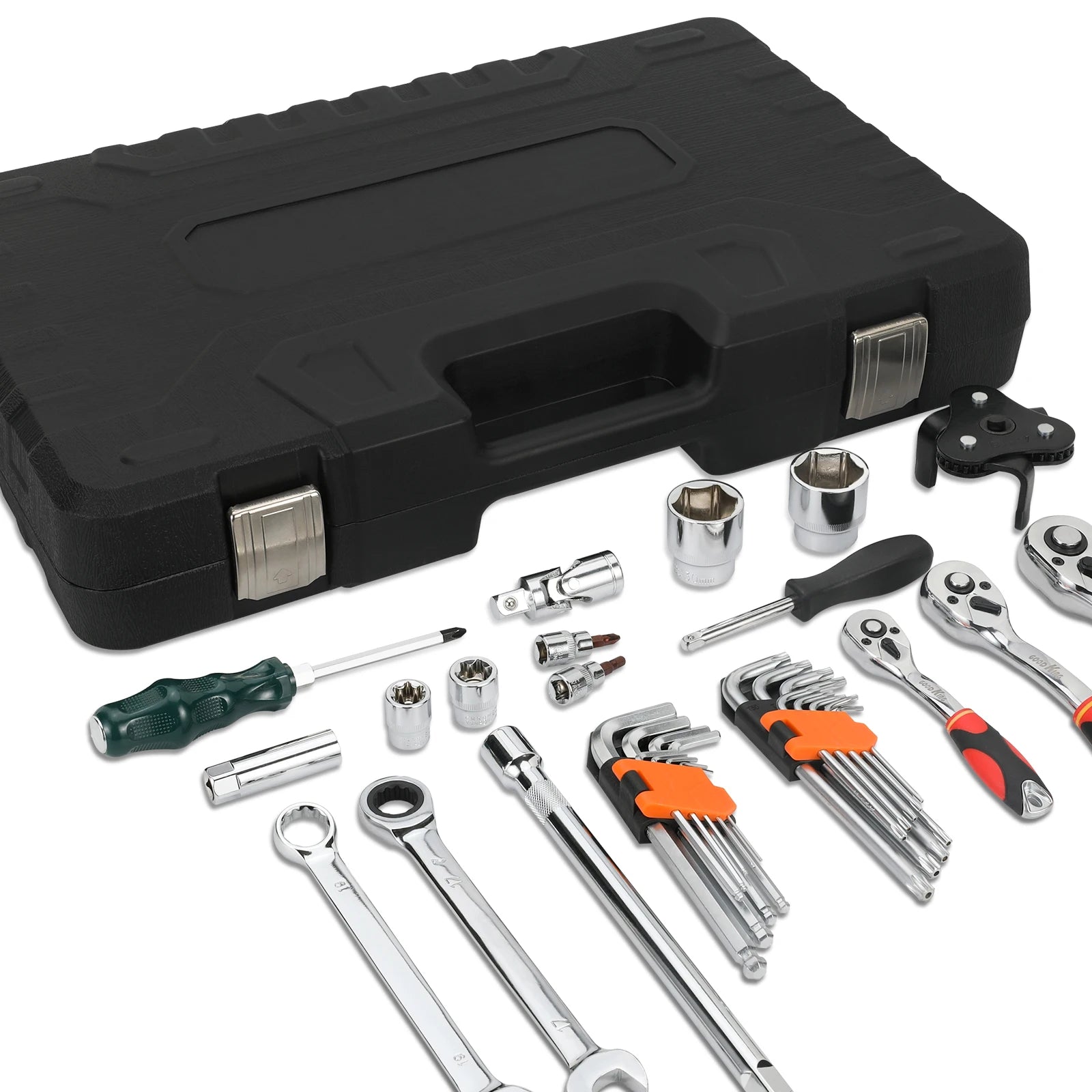 Hardware Supplies 128 Pcs Car Pepair Socket Wrench Tool Set 72T Spanner Set in Tool Box