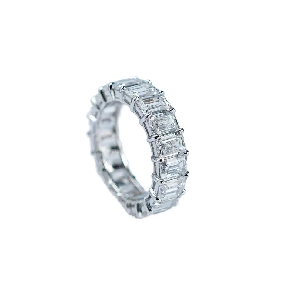 IGI 18K Gold Emerald Cut Lab Grown Diamond Eternity Wedding Engagement Ring Customizable Featured Selections