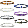 Simple Fashion Charm Bracelet for Women Natural Purple 4X13mm Crystal Square Long Bead String Bangle