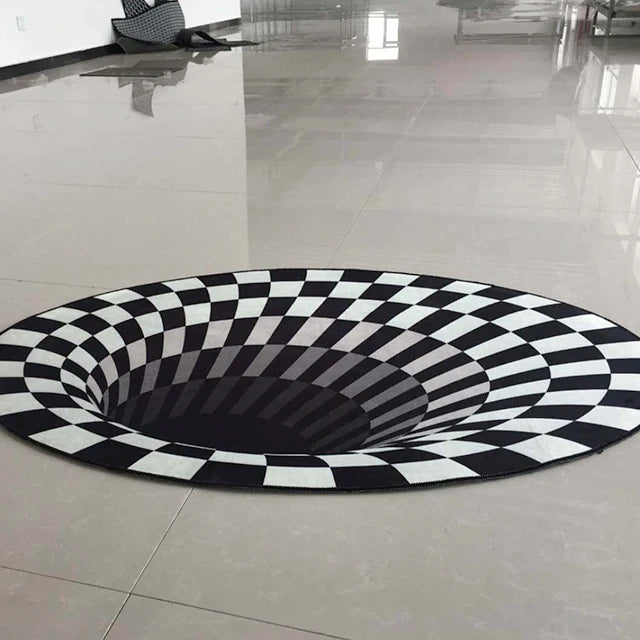 3D Printed Effect Carpet Visual Illusion of Black Holes Rug Round Rug