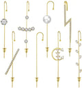 Fashion Hypoallergenic Crystal Stainless Steel Wrap Crawler Hook Earrings for Women